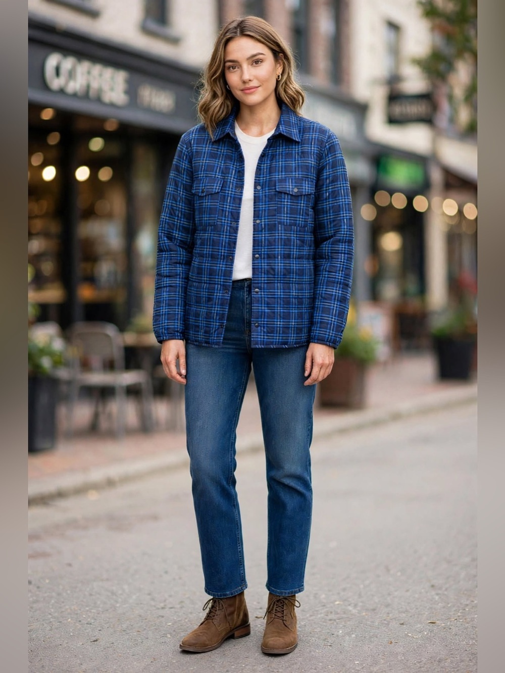 Women’s Slate and Stone quilted plaid jacket. Size L NWT